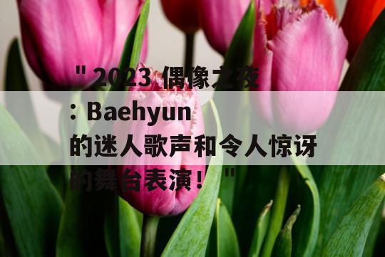 ＂2023 偶像之夜: Baehyun 的迷人歌声和令人惊讶的舞台表演！＂